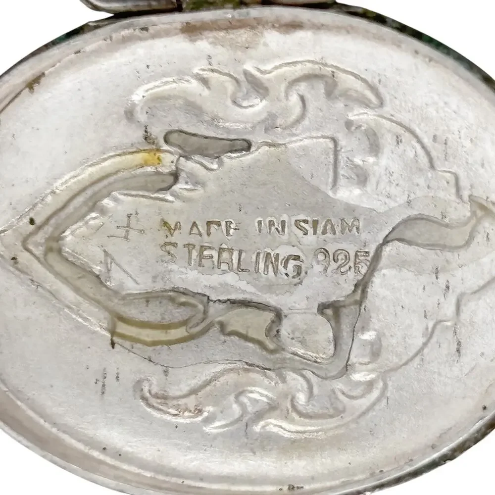 Vintage Sterling Silver 925 Siam Black Niello Dancer Locket